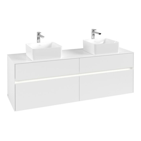 V&B Waschtischunterschrank Collaro 160x54,8x50cm, f 2 WT, m LED, wh. ma