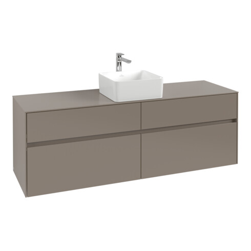 V&B Waschtischunterschrank Collaro 160x54,8x50cm, Waschtisch mittig, taupe