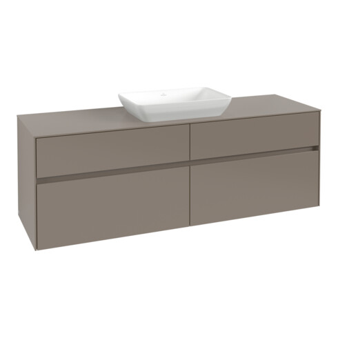 V&B Waschtischunterschrank Collaro 160x54,8x50cm, Waschtisch mittig, taupe