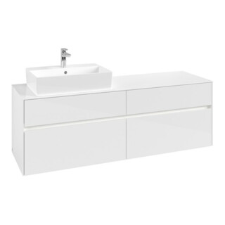 V&B Waschtischunterschrank Collaro 160x54,8x50cm, WT l, LED 12W, glo wh.