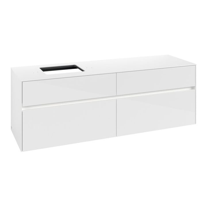 V&B Waschtischunterschrank Collaro 160x54,8x50cm, WT l, LED 12W, glo wh.