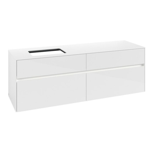 V&B Waschtischunterschrank Collaro 160x54,8x50cm, WT l, LED 12W, glo wh.
