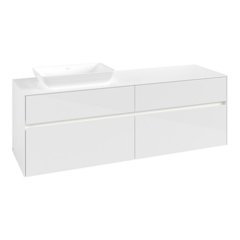 V&B Waschtischunterschrank Collaro 160x54,8x50cm, WT l, LED 12W, glo wh.