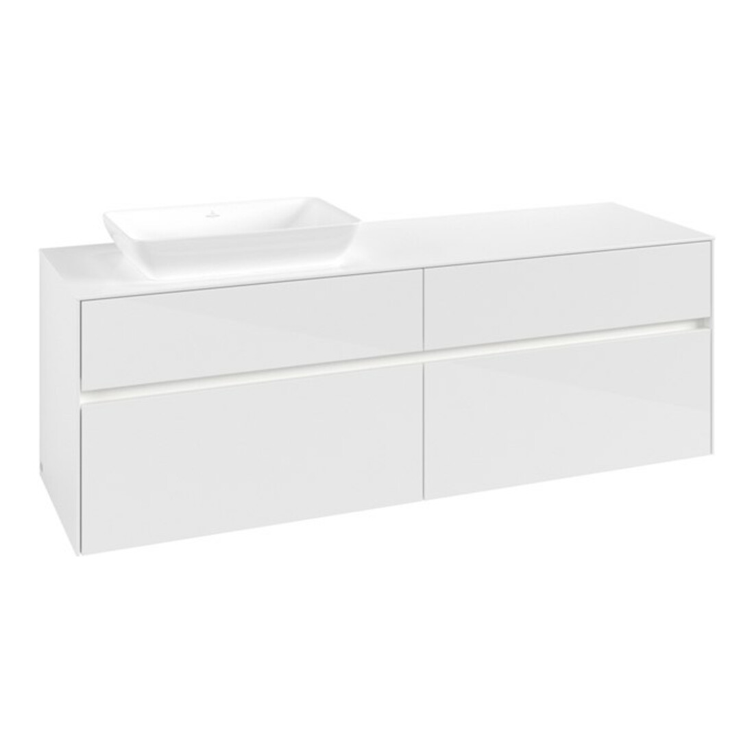V&B Waschtischunterschrank Collaro 160x54,8x50cm, WT l, LED 12W, glo wh.