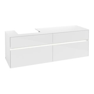 V&B Waschtischunterschrank Collaro 160x54,8x50cm, WT l, LED 12W, glo wh.