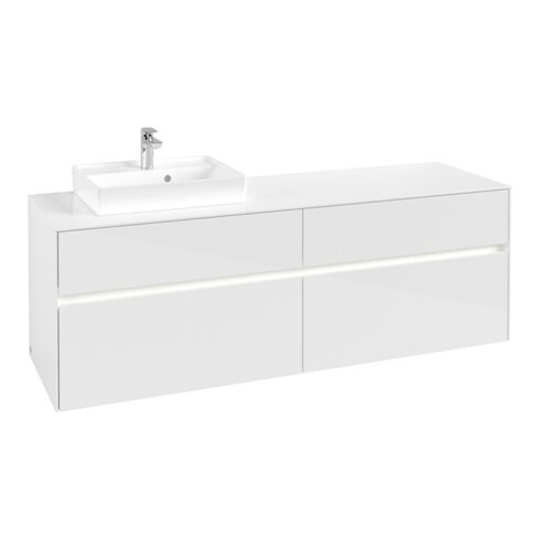 V&B Waschtischunterschrank Collaro 160x54,8x50cm, WT l, LED 12W, glo wh.