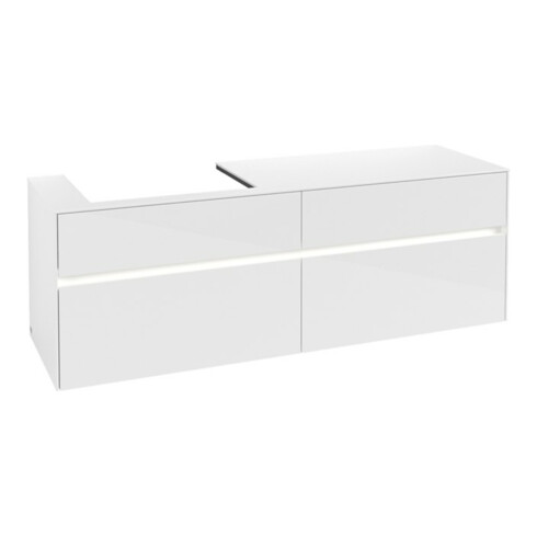 V&B Waschtischunterschrank Collaro 160x54,8x50cm, WT l, LED 12W, glo wh.