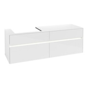 V&B Waschtischunterschrank Collaro 160x54,8x50cm, WT l, LED 12W, glo wh.