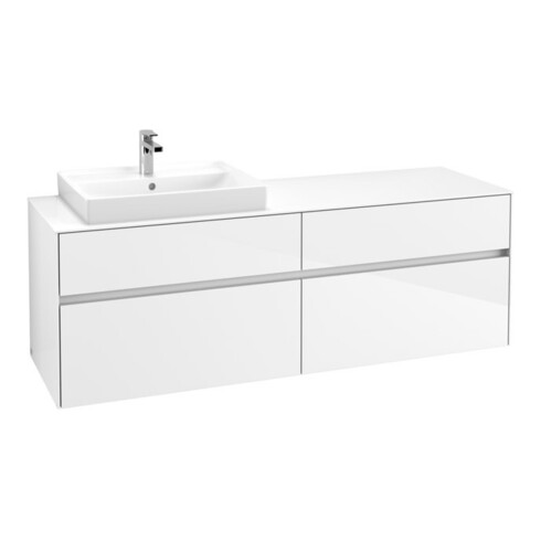 V&B Waschtischunterschrank Collaro 160x54,8x50cm, WT l, LED 12W, glo wh.