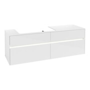 V&B Waschtischunterschrank Collaro 160x54,8x50cm, WT l, LED 12W, glo wh.