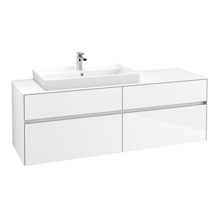 V&B Waschtischunterschrank Collaro 160x54,8x50cm, WT l, LED 12W, glo wh.