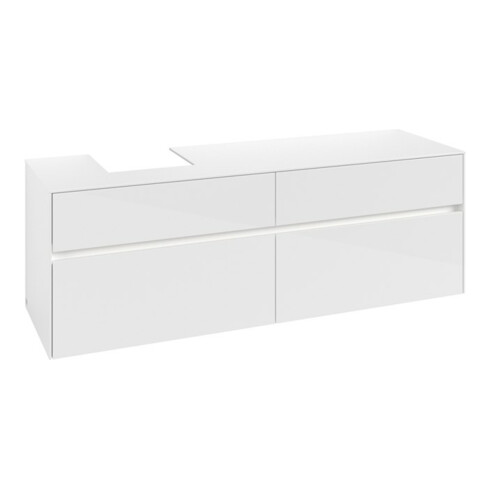 V&B Waschtischunterschrank Collaro 160x54,8x50cm, WT l, LED 12W, glo wh.