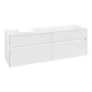 V&B Waschtischunterschrank Collaro 160x54,8x50cm, WT l, LED 12W, glo wh.