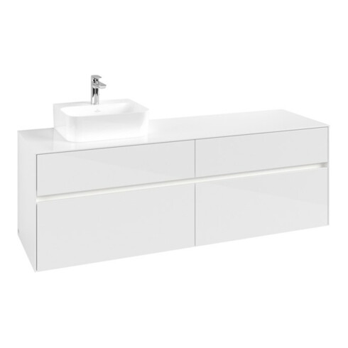 V&B Waschtischunterschrank Collaro 160x54,8x50cm, WT l, LED 12W, glo wh.