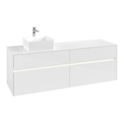V&B Waschtischunterschrank Collaro 160x54,8x50cm, WT l, LED 12W, glo wh.