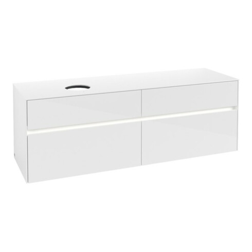 V&B Waschtischunterschrank Collaro 160x54,8x50cm, WT l, LED 12W, glo wh.