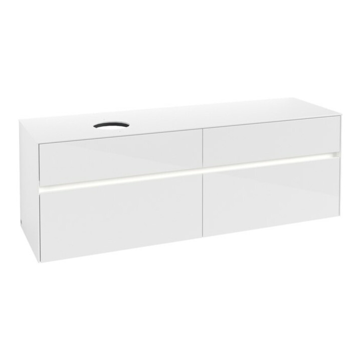V&B Waschtischunterschrank Collaro 160x54,8x50cm, WT l, LED 12W, glo wh.