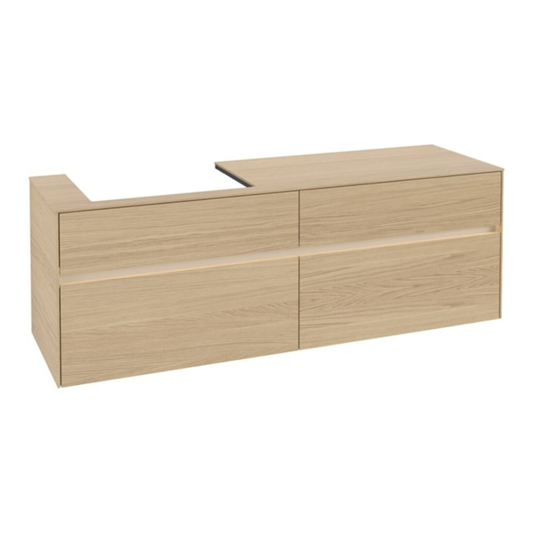 V&B Waschtischunterschrank Collaro 160x54,8x50cm, WT l, LED 12W, Nord Oa
