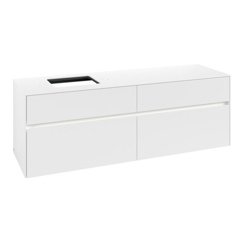 V&B Waschtischunterschrank Collaro 160x54,8x50cm, WT l, LED 12W, wh. ma