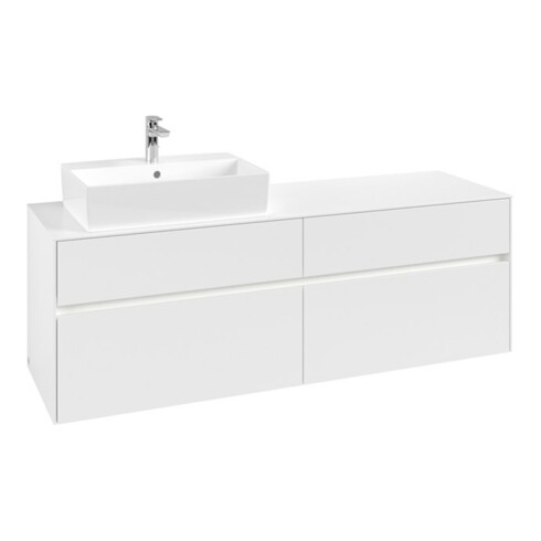 V&B Waschtischunterschrank Collaro 160x54,8x50cm, WT l, LED 12W, wh. ma
