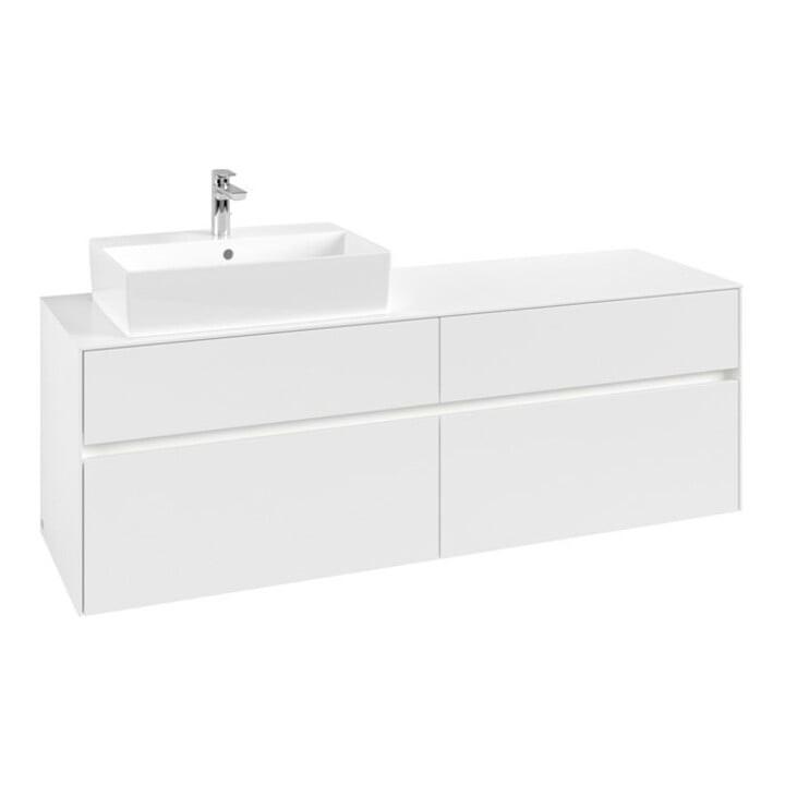 V&B Waschtischunterschrank Collaro 160x54,8x50cm, WT l, LED 12W, wh. ma