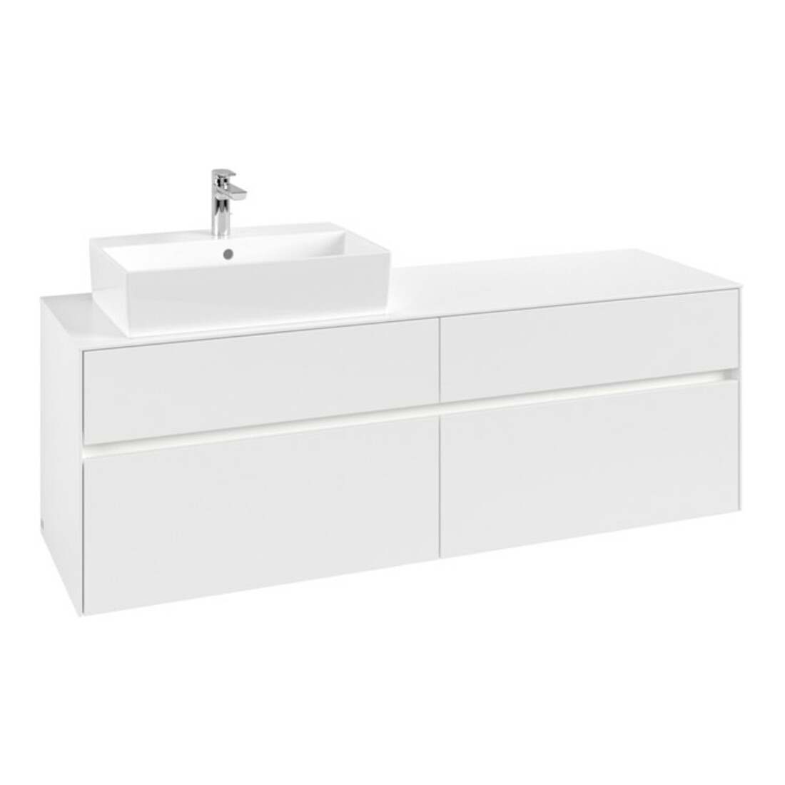 V&B Waschtischunterschrank Collaro 160x54,8x50cm, WT l, LED 12W, wh. ma