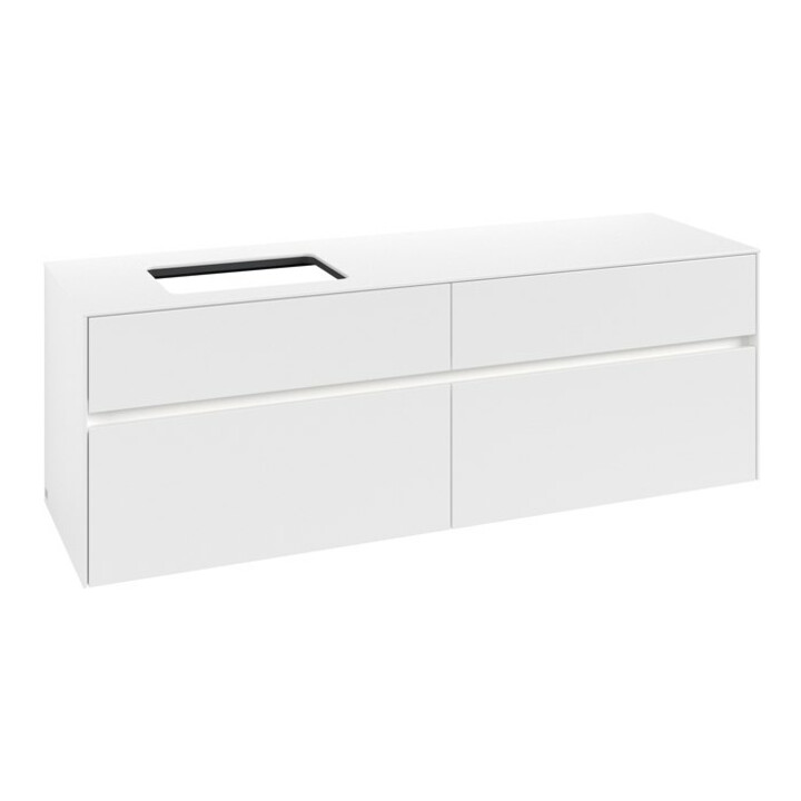 V&B Waschtischunterschrank Collaro 160x54,8x50cm, WT l, LED 12W, wh. ma