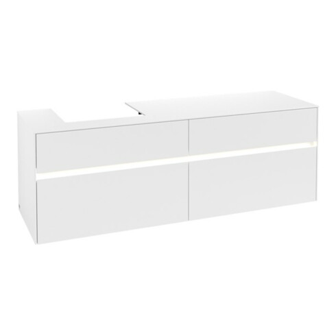 V&B Waschtischunterschrank Collaro 160x54,8x50cm, WT l, LED 12W, wh. ma