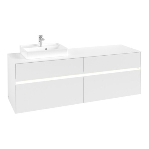 V&B Waschtischunterschrank Collaro 160x54,8x50cm, WT l, LED 12W, wh. ma
