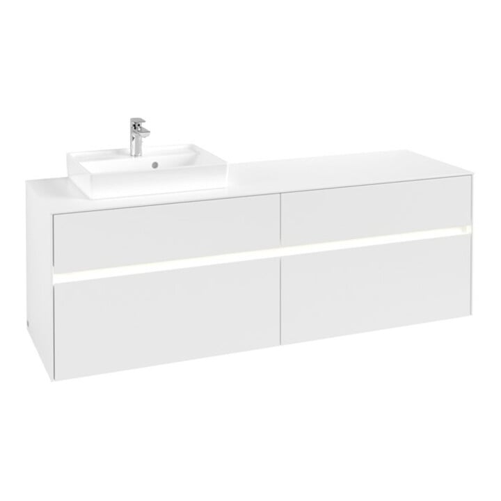 V&B Waschtischunterschrank Collaro 160x54,8x50cm, WT l, LED 12W, wh. ma