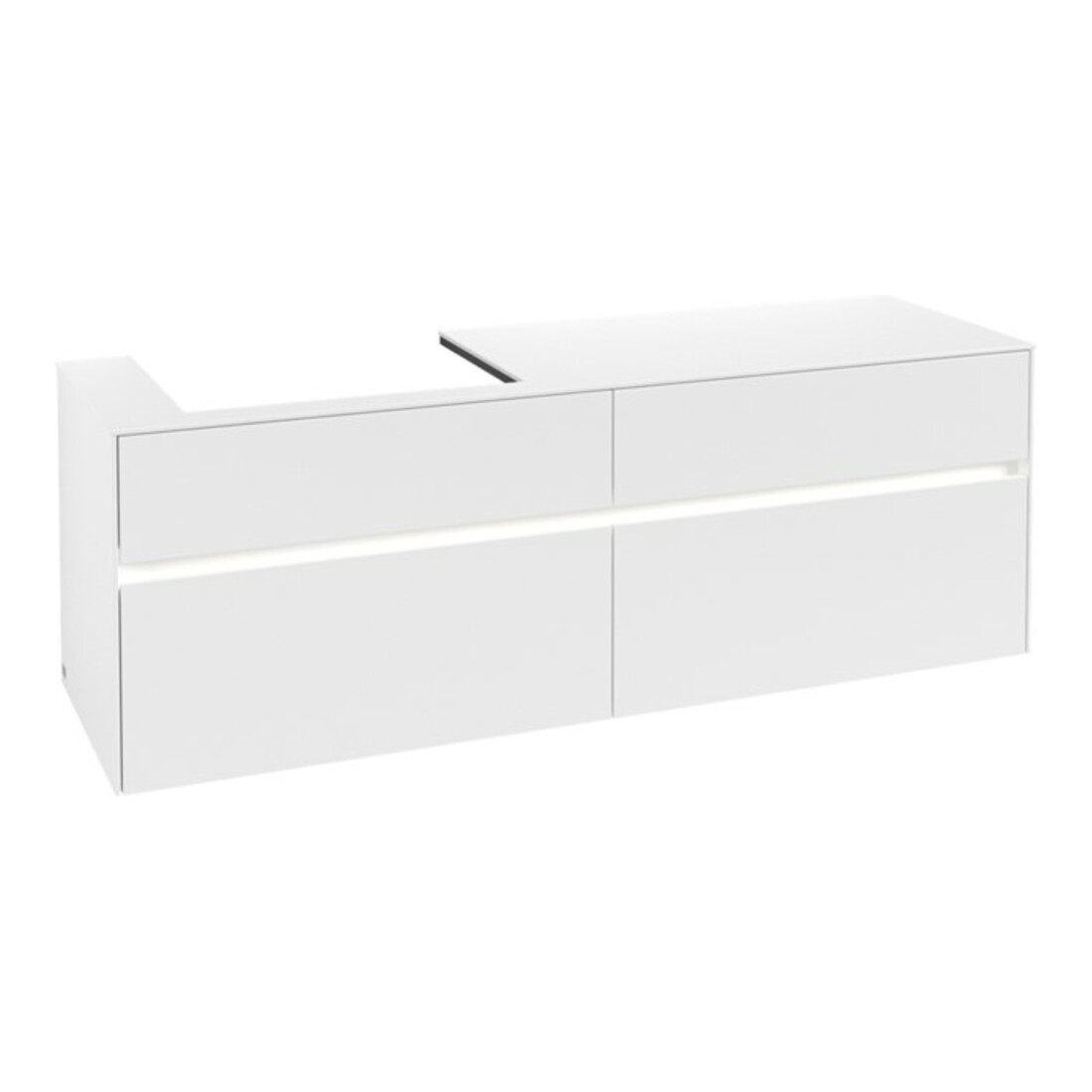 V&B Waschtischunterschrank Collaro 160x54,8x50cm, WT l, LED 12W, wh. ma