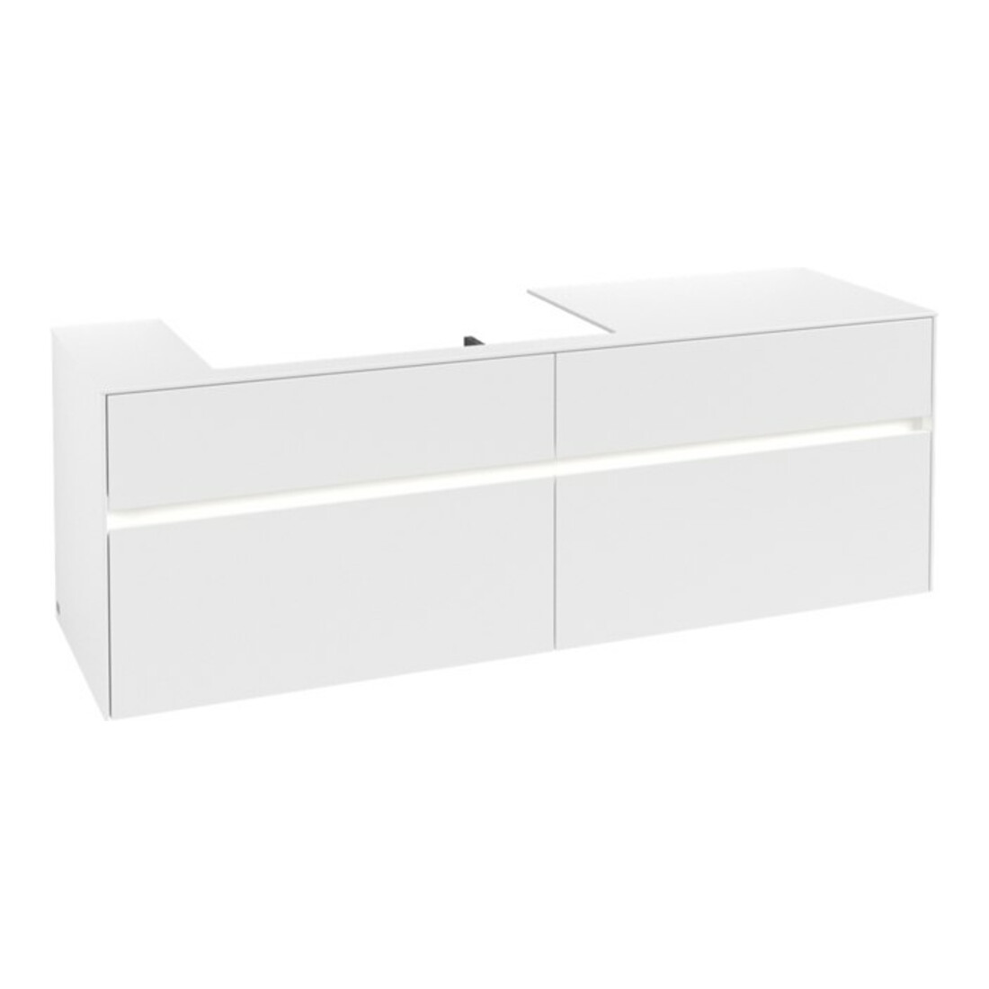 V&B Waschtischunterschrank Collaro 160x54,8x50cm, WT l, LED 12W, wh. ma