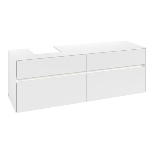 V&B Waschtischunterschrank Collaro 160x54,8x50cm, WT l, LED 12W, wh. ma
