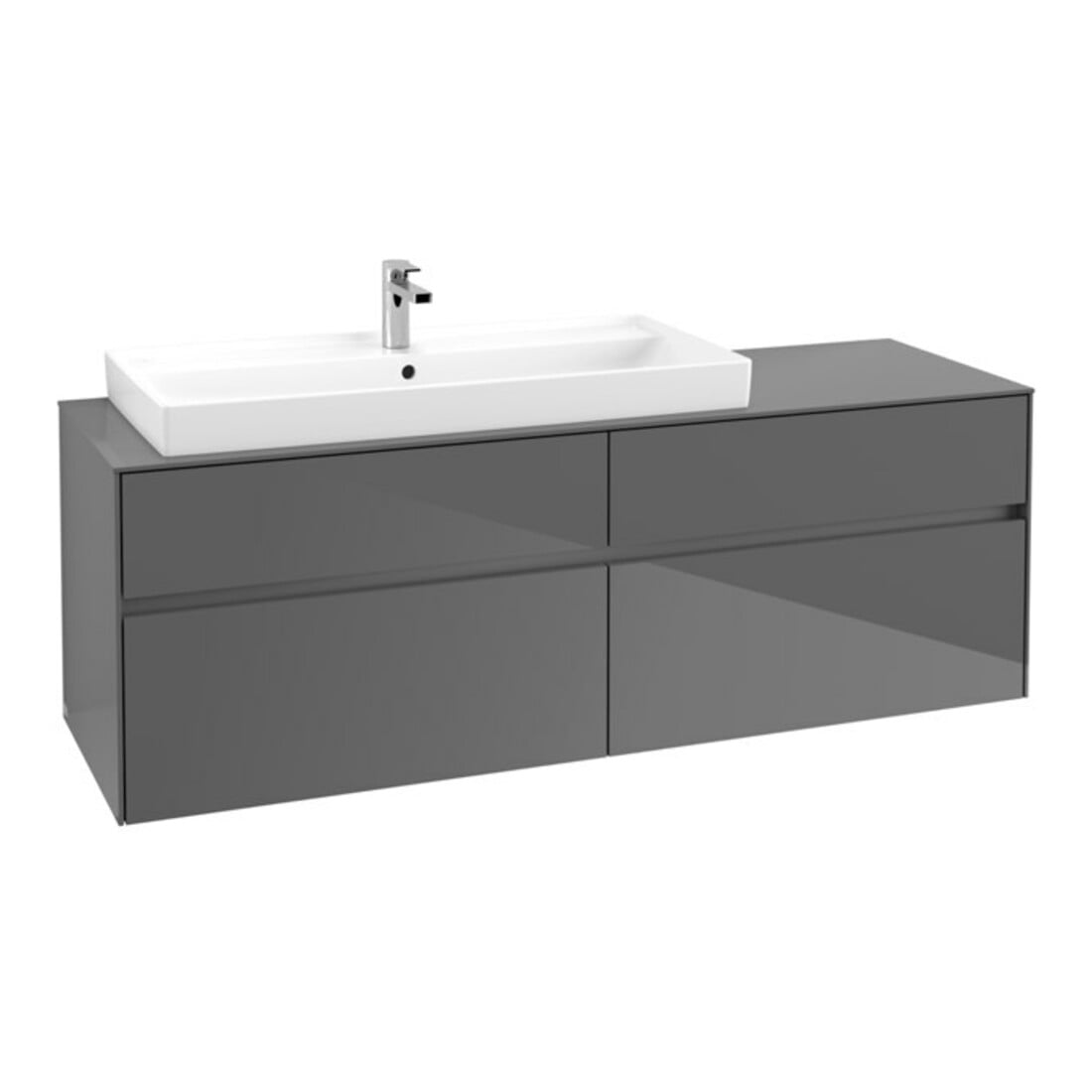 V&B Waschtischunterschrank Collaro 160x54,8x50cm, WT l, m LED, glo Gr