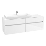 V&B Waschtischunterschrank Collaro 160x54,8x50cm, WT l, m LED, glo wh.