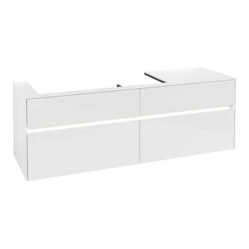 V&B Waschtischunterschrank Collaro 160x54,8x50cm, WT l, m LED, glo wh.