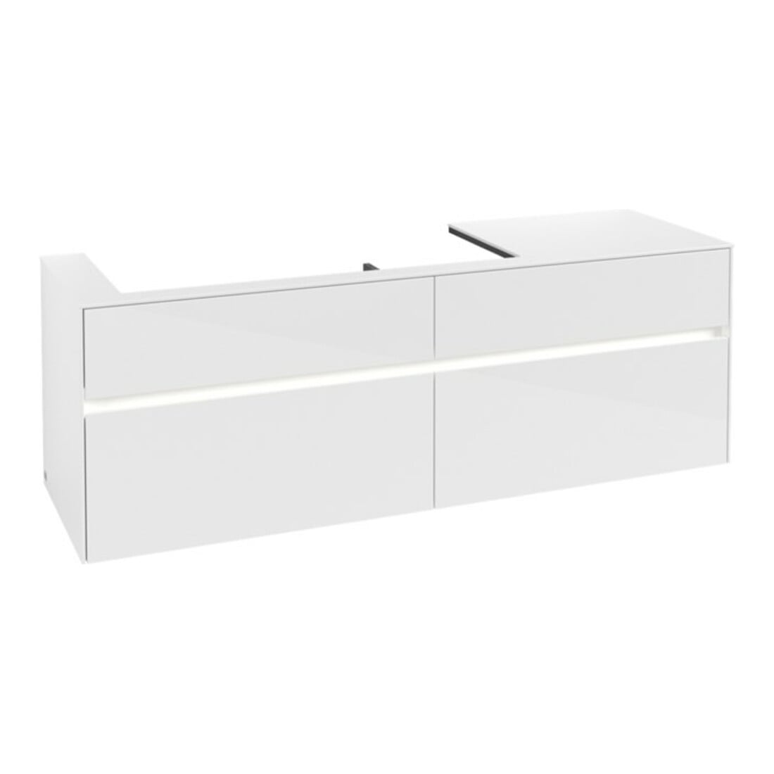 V&B Waschtischunterschrank Collaro 160x54,8x50cm, WT l, m LED, glo wh.