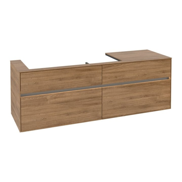 V&B Waschtischunterschrank Collaro 160x54,8x50cm, WT l, m LED, Kan Oa