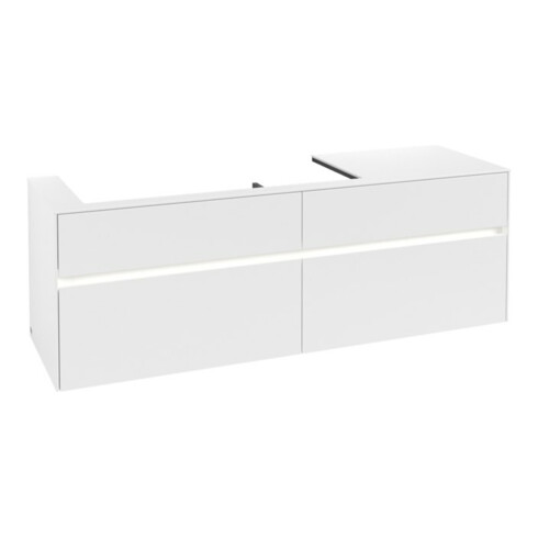 V&B Waschtischunterschrank Collaro 160x54,8x50cm, WT l, m LED, wh. ma