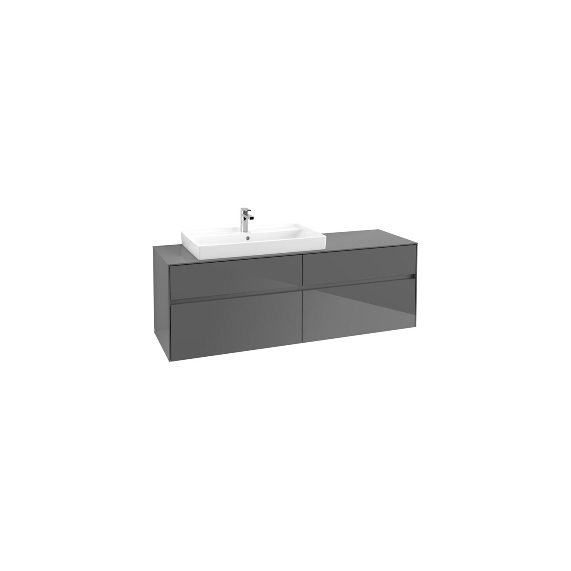 V&B Waschtischunterschrank Collaro 160x54,8x50cm, WT links, glossy grey ; Villeroy & Boch