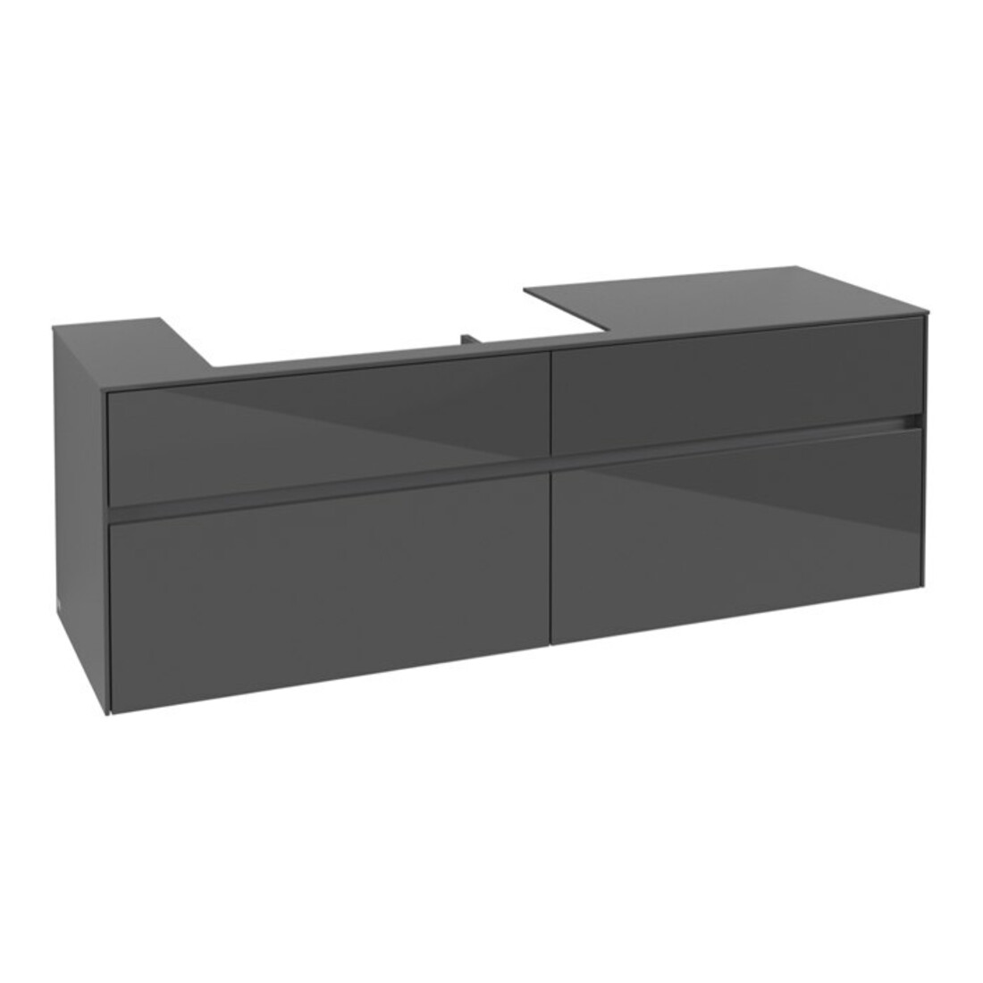 V&B Waschtischunterschrank Collaro 160x54,8x50cm, WT links, glossy grey