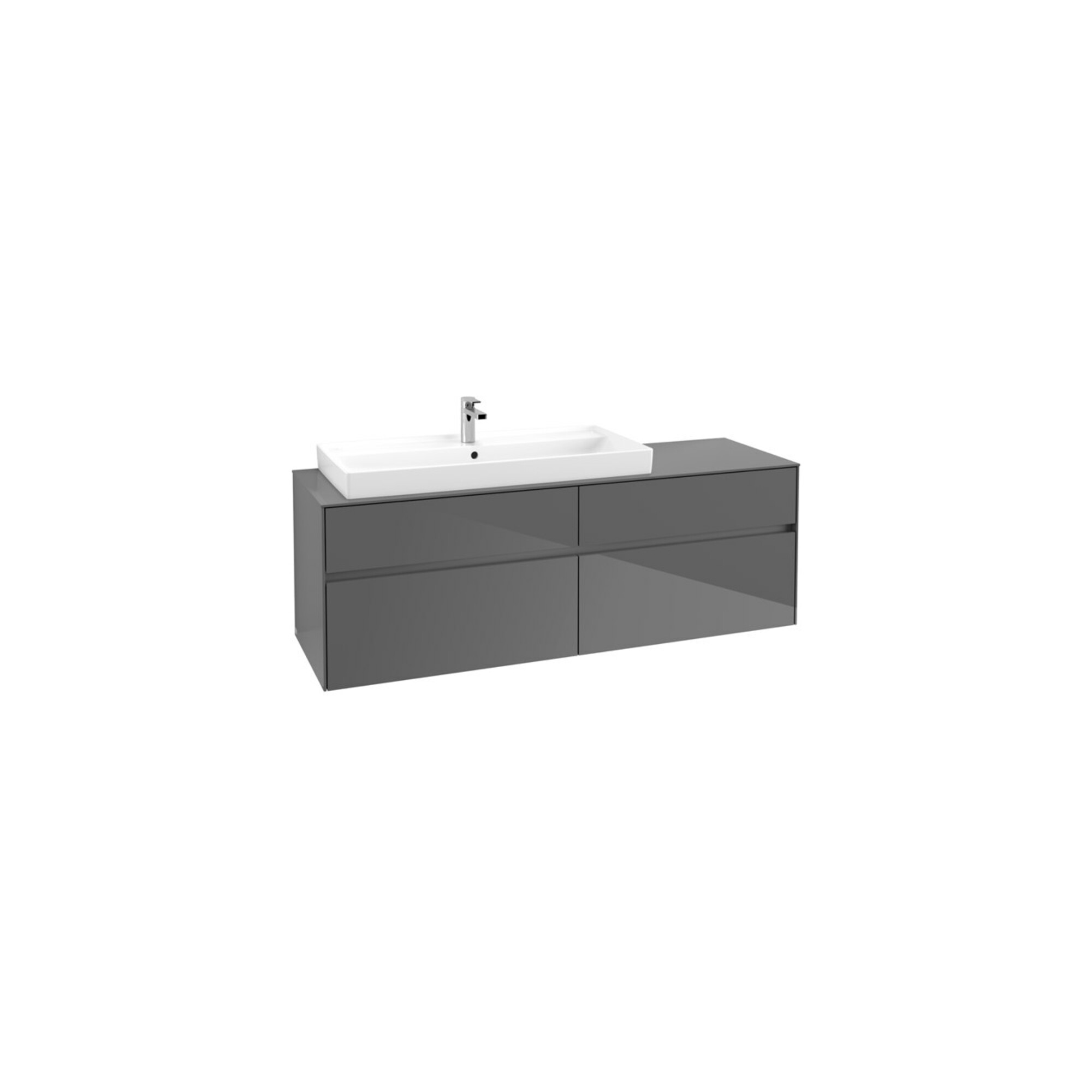 V&B Waschtischunterschrank Collaro 160x54,8x50cm, WT links, glossy grey ; Villeroy & Boch