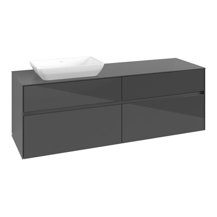 V&B Waschtischunterschrank Collaro 160x54,8x50cm, WT links, glossy grey