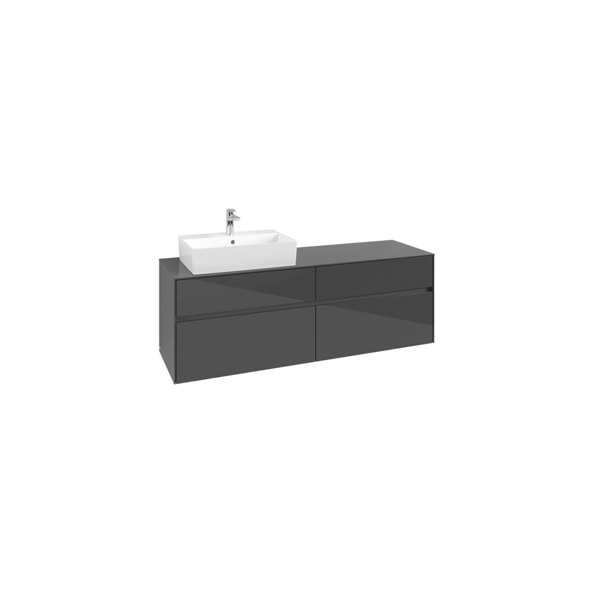 V&B Waschtischunterschrank Collaro 160x54,8x50cm, WT links, glossy grey ; Villeroy & Boch
