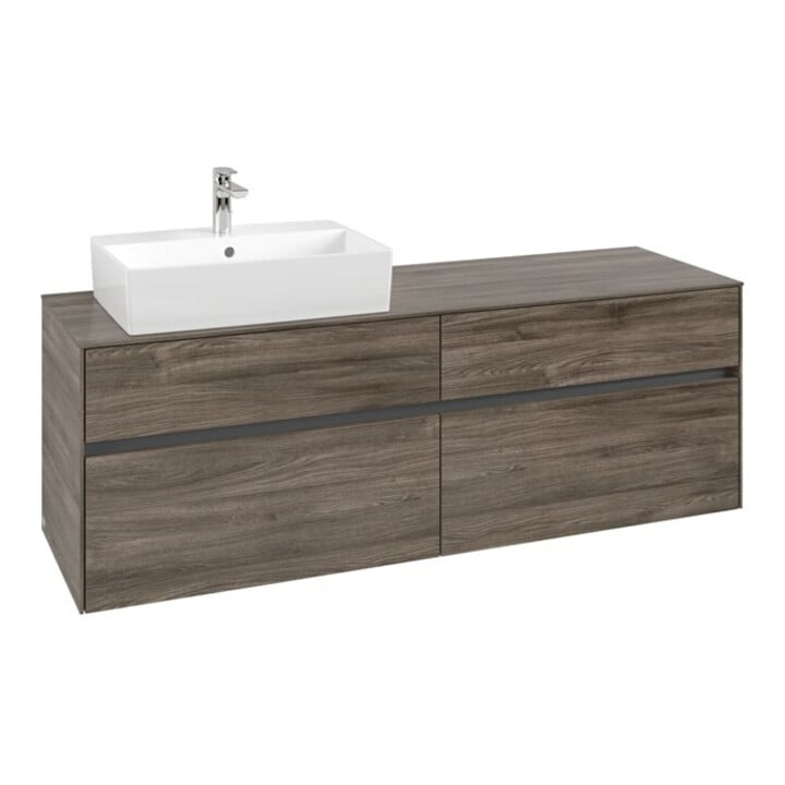 V&B Waschtischunterschrank Collaro 160x54,8x50cm, WT links, stone oak