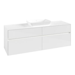 V&B Waschtischunterschrank Collaro 160x54,8x50cm, WT mi, LED 12W, glo wh.