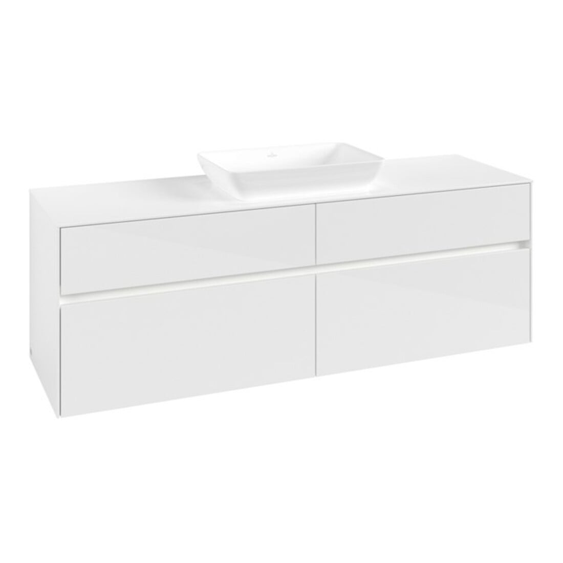 V&B Waschtischunterschrank Collaro 160x54,8x50cm, WT mi, LED 12W, glo wh.