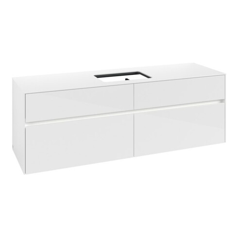 V&B Waschtischunterschrank Collaro 160x54,8x50cm, WT mi, LED 12W, glo wh.