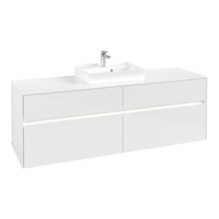 V&B Waschtischunterschrank Collaro 160x54,8x50cm, WT mi, LED 12W, glo wh.