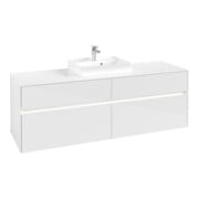 V&B Waschtischunterschrank Collaro 160x54,8x50cm, WT mi, LED 12W, glo wh.